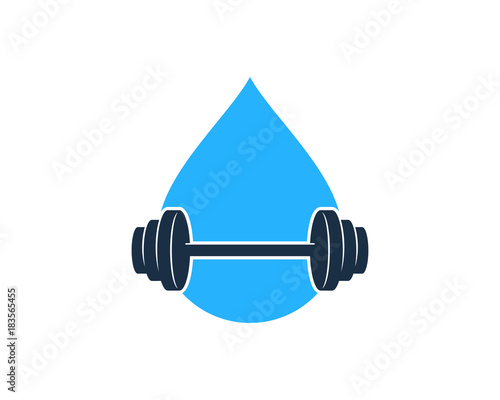 Barbell Water Icon Logo Design Element