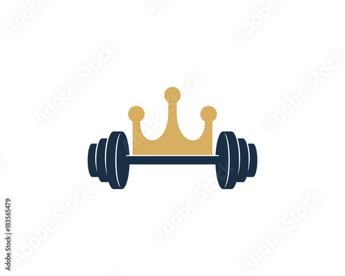 King Barbell Icon Logo Design Element