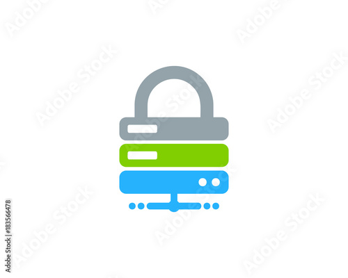 Server Lock Icon Logo Design Element