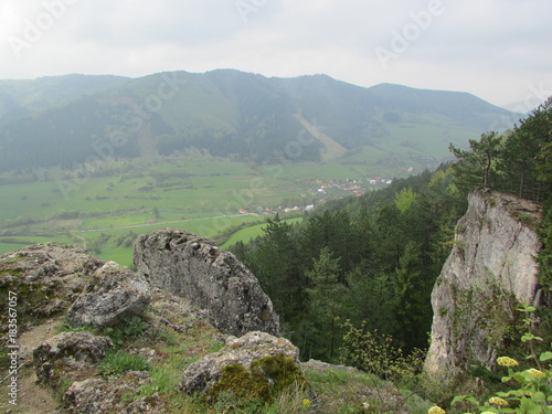 View from Lietava medieval castle ruins in Slovakia photo