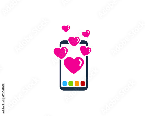 Love Smartphone Icon Logo Design Element