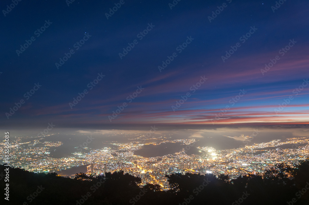 Aerial view of Caracas city, at sunset, from a lookout in Avila mountain