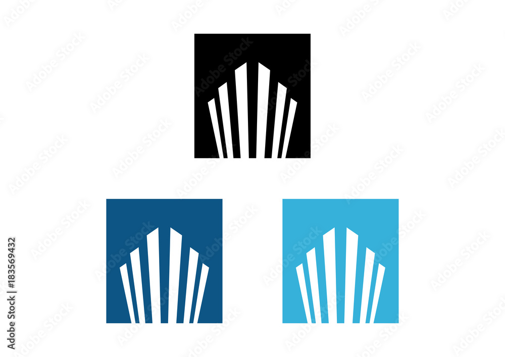 Obraz premium Simple Square Classic Building Real Estate Modern Logo Flat