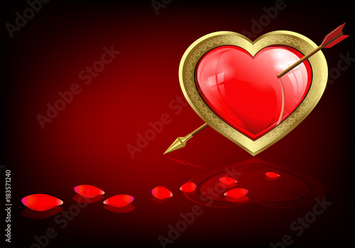 Design with a red heart with an arrow