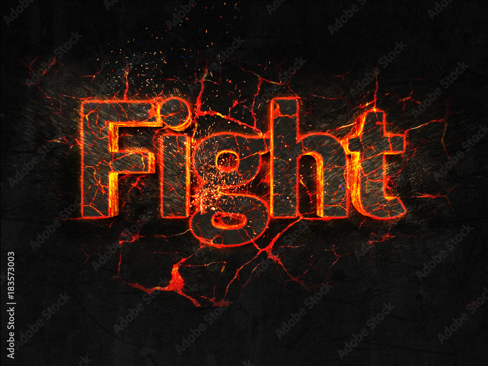 Fight Fire text flame burning hot lava explosion background. Stock ...