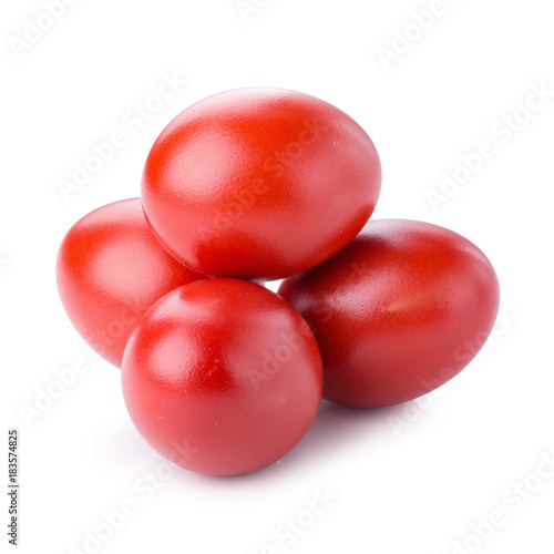 Red egg isolated on over white background.