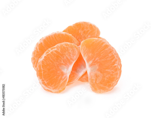 Tangerines slices isolated on white background