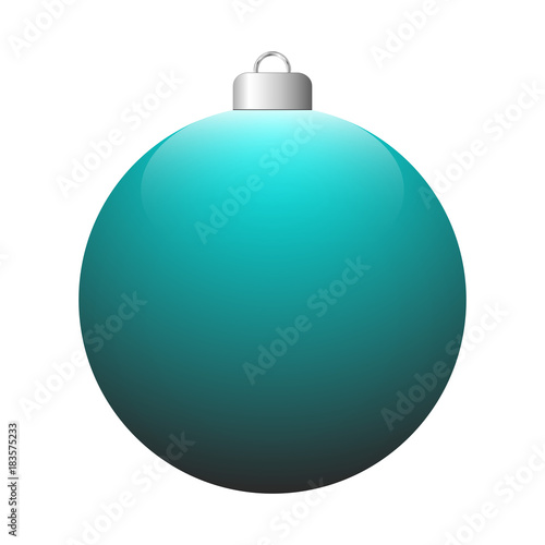 Vector turquoise glossy Christmas ball isolated on white background