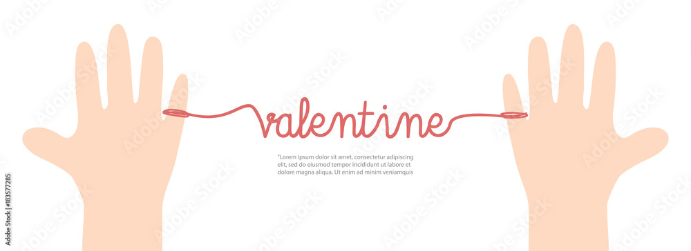 Banner thread red valentine on white background illustration vector. Love concept.