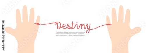 Banner thread red destiny on white background illustration vector. Love concept.