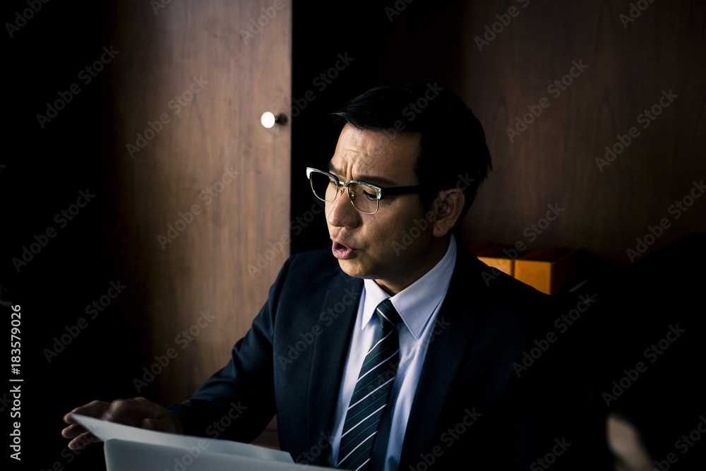 Managers Was Shocked And Shouting When He Receive Monthly Sales Report And Do Not Meet Their Goal. Business And Finance Concepts. Managers Was Shocked And Shouting When He Receive Monthly Sales Report And Do Not Meet Their Goal. Business And Finance Concepts.