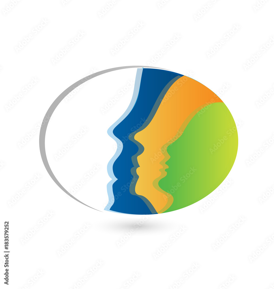 Family faces in oval shape .Connected people vector icon Family faces in oval shape .Connected people vector icon