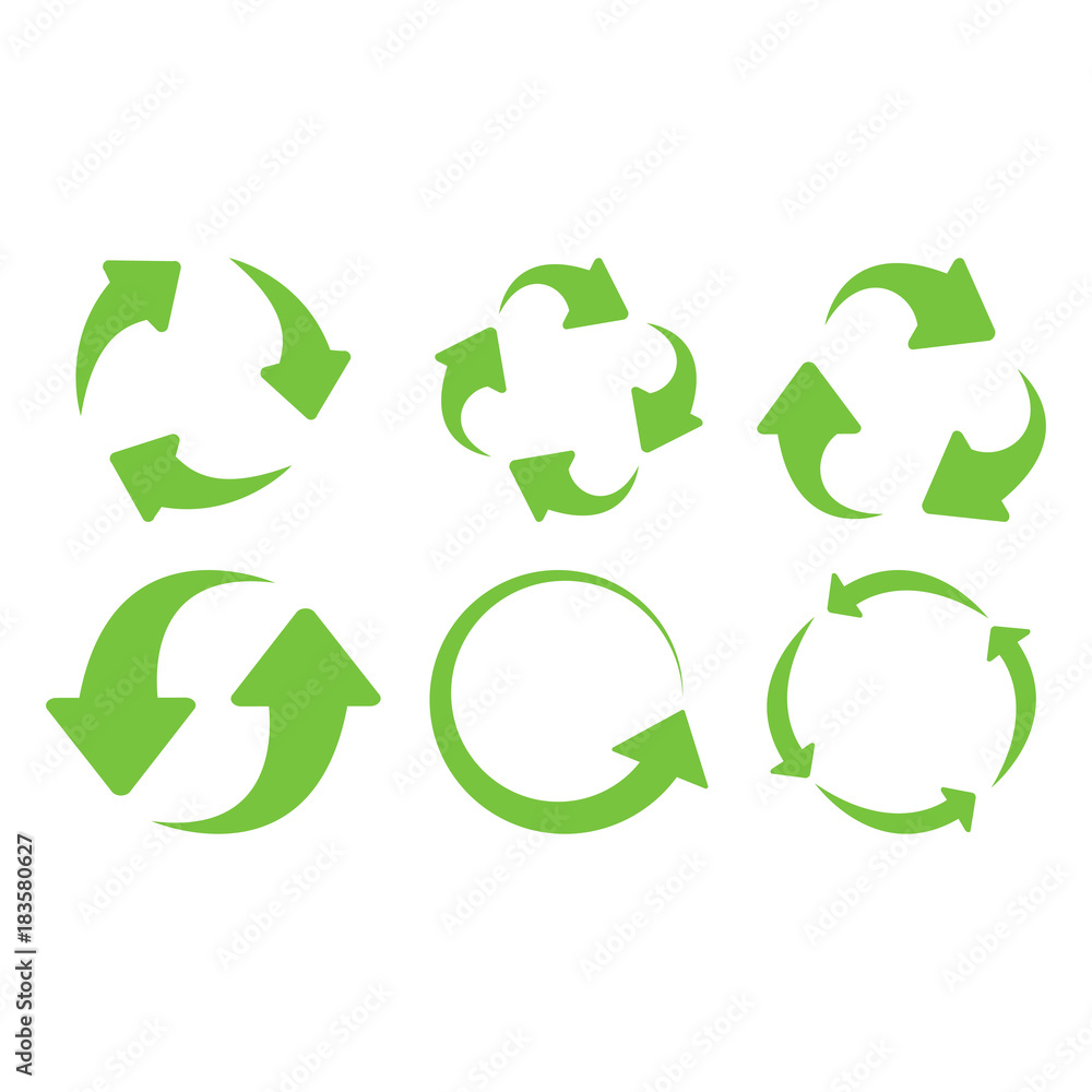 Green recycle icons set Green recycle icons set