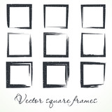 vector image of square frames. brush strokes.