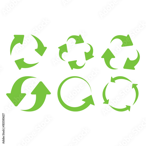 Green recycle icons set