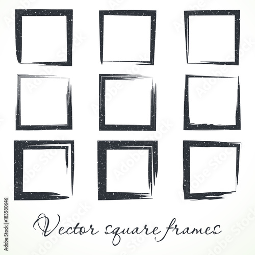 vector image of square frames. brush strokes.