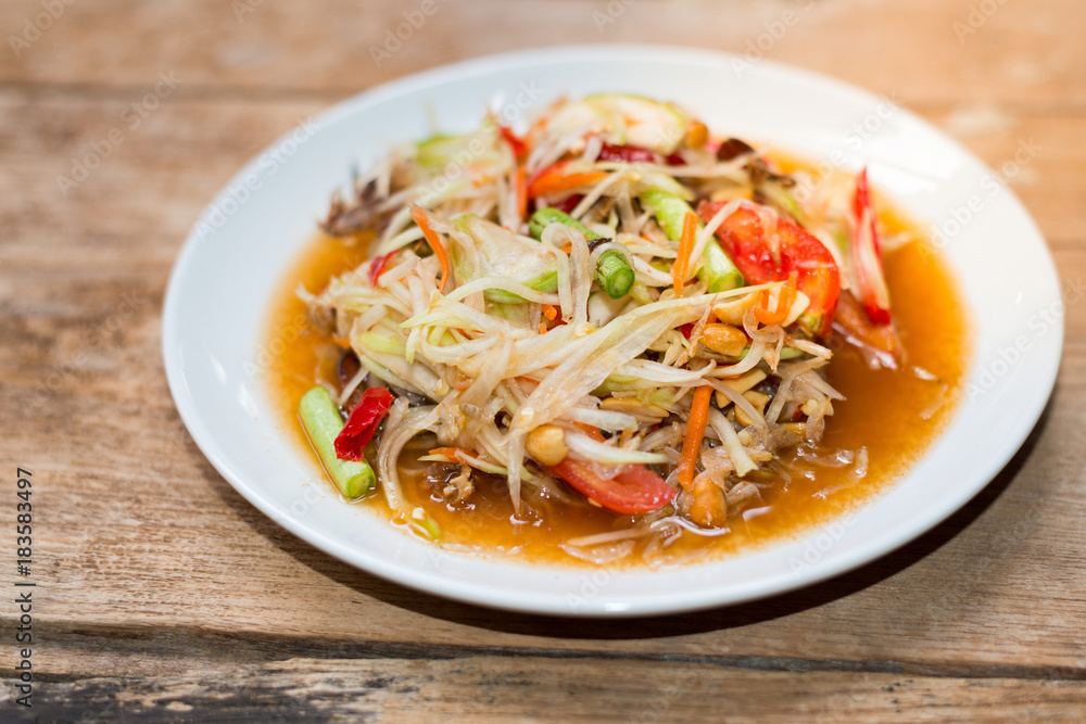 papaya salad Spicy flavor,thai food papaya salad Spicy flavor,thai food
