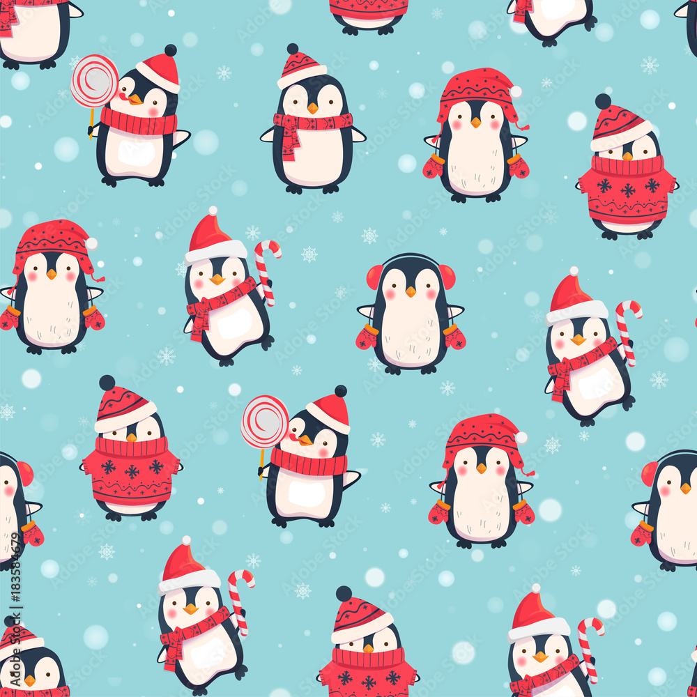 Obraz premium wzór z pingwinami