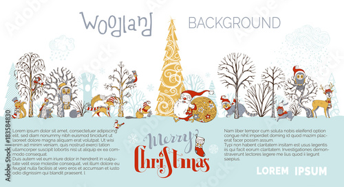 Vector woodland Christmas background.