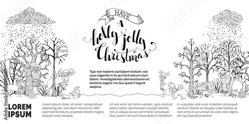 Vector woodland Christmas background.