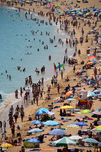 strand, portugal, überfüllt, gedränge, voll