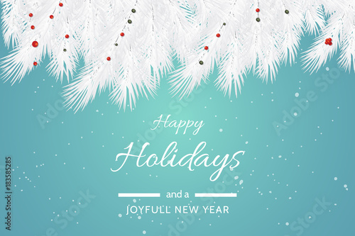 
Turquoise Happy Holidays and Joyful New Year Vector Illustration. Happy holidays vector.