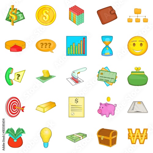 Subsidize icons set, cartoon style