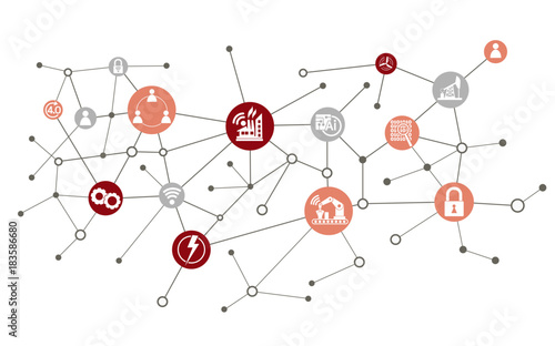 industry 4.0 concept,smart factory with icon flow automation ,Industrial internet of things as vector illustration