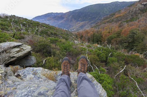 Hiking on the Corsica Island in France in autumn