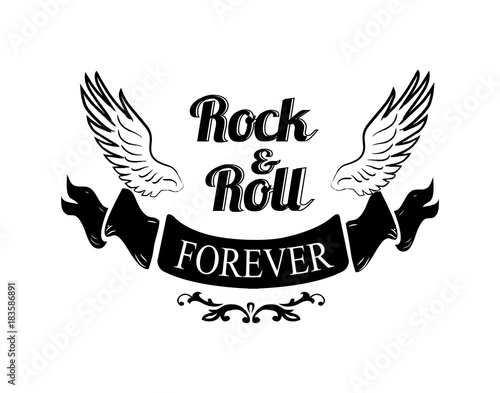 Rock n roll Forever Wings on Vector Illustration