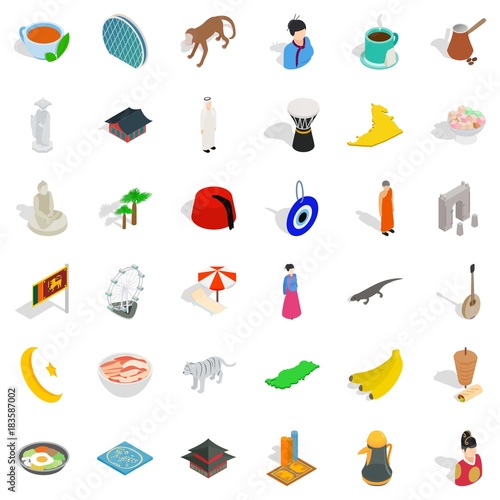 Turkey landmark icons set, isometric style