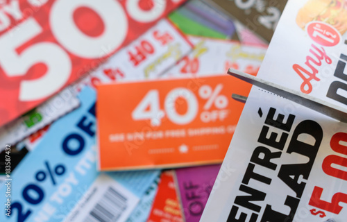 Scissors cutting coupons background