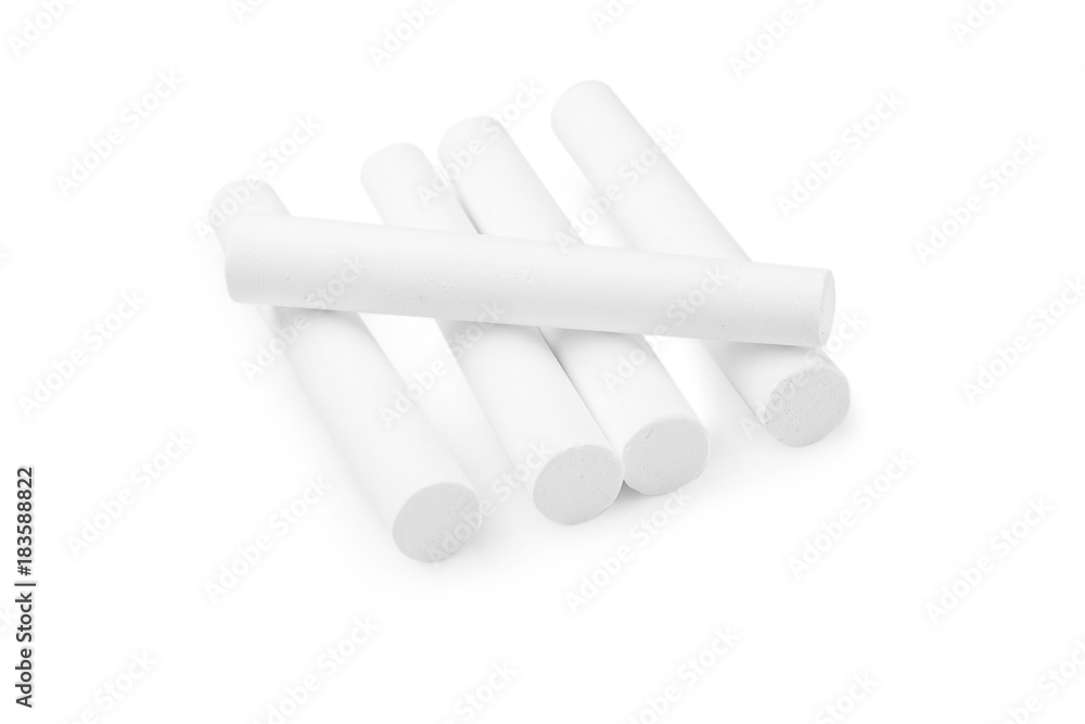 White chalk isolated on a white background White chalk isolated on a white background