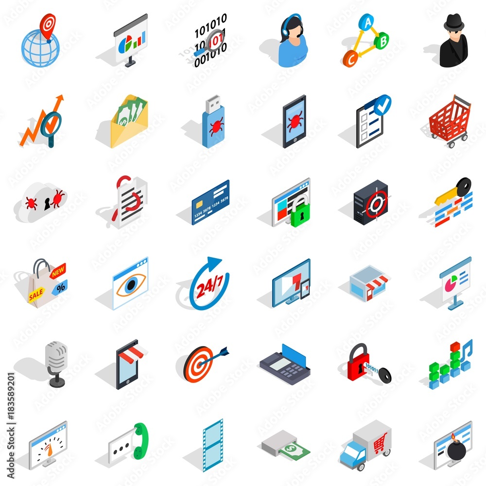 It icons set, isometric style It icons set, isometric style