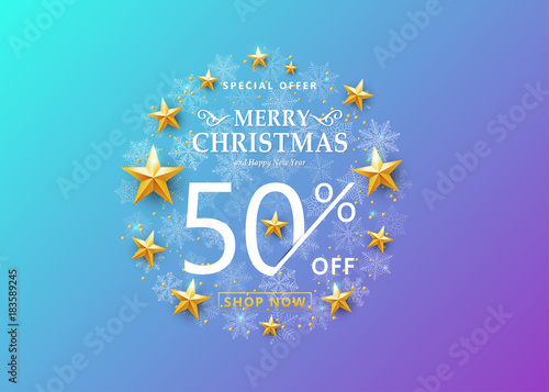 Christmas sale concept on light blue color background