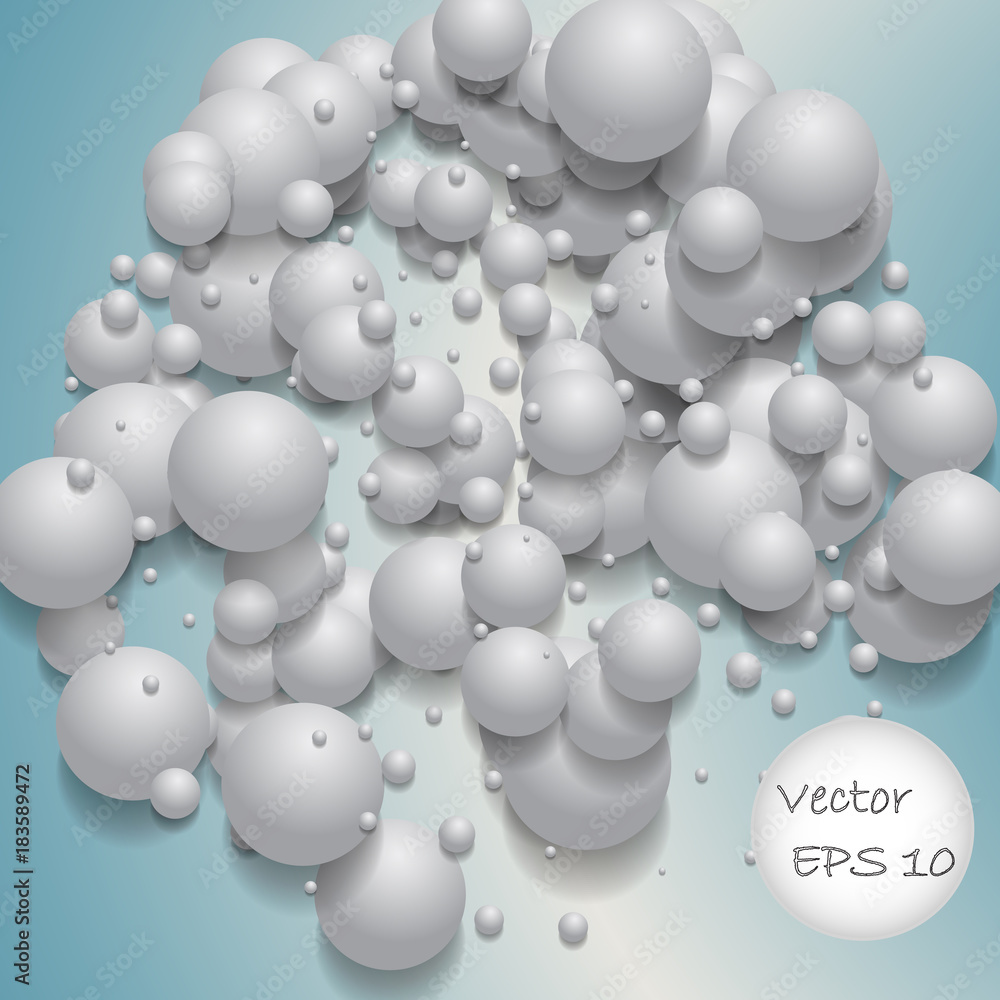 Ball of white spheres abstract 3D render. Ball of white spheres abstract 3D render.