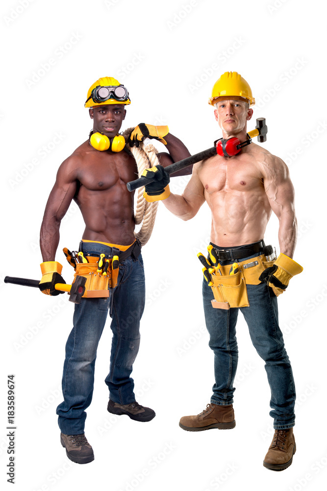 Strong construction workers Strong construction workers