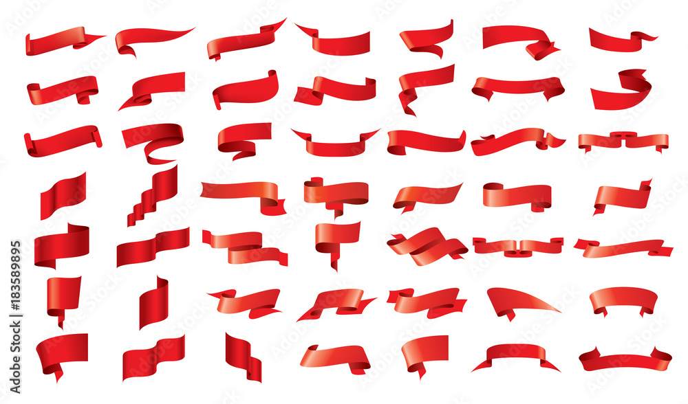 vector red ribbon - obrazy, fototapety, plakaty 