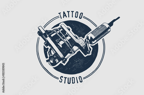 Vector tattoo studio logo template. Cool retro styled vector emblem.