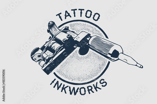 Vector tattoo studio logo template. Cool retro styled vector emblem.