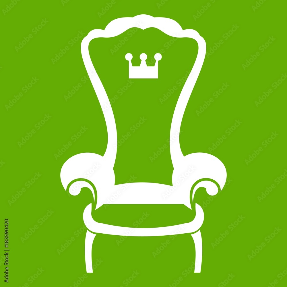 King throne chair icon green King throne chair icon green