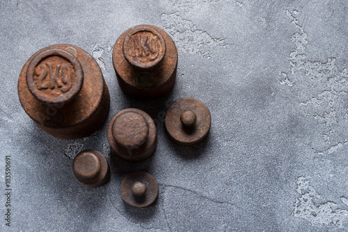 Set of antique weight mass photo