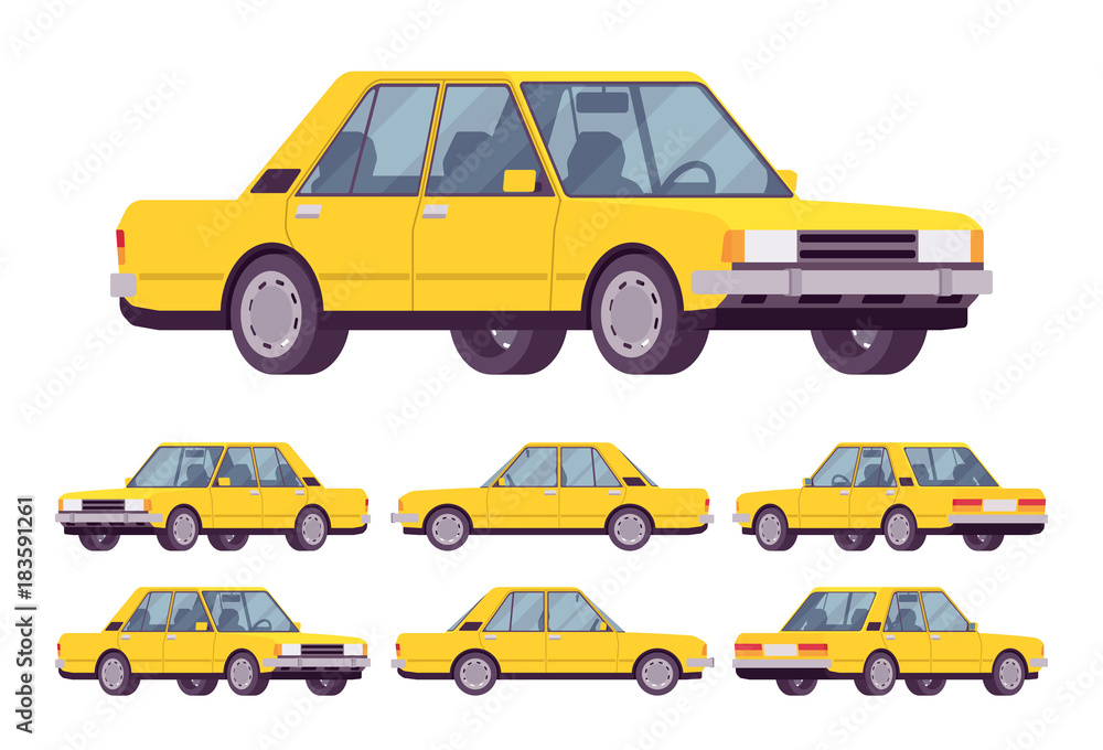 Yellow sedan set Yellow sedan set