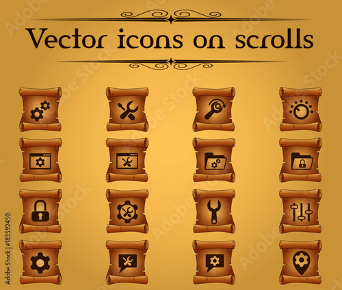 settings vector icons on scrolls for your creative ideas