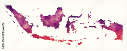 Photo Indonesia watercolor map in front of a white background