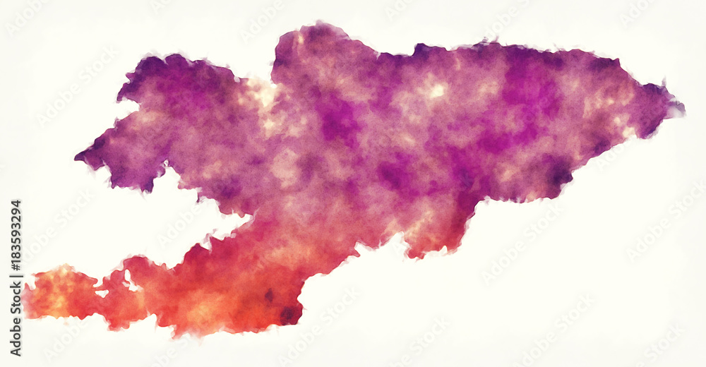 Obraz premium Kyrgyzstan watercolor map in front of a white background