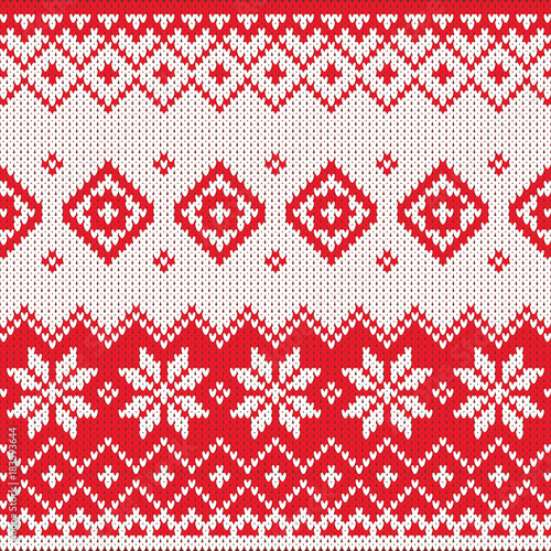 Merry Christmas wool knitted sweater background vector illustration, Christmas and holiday card design template