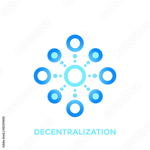 decentralization vector icon, logo element on white