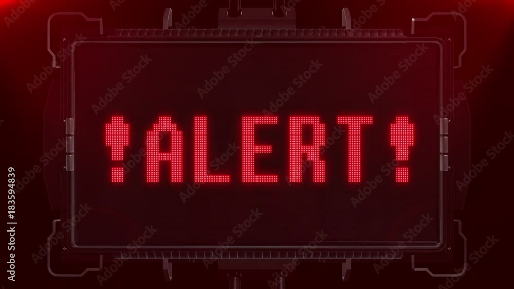 flashing red alert warning word text on futuristic digital black lcd screen seamless loop animation - new quality techology colorful joyful vintage dynamic motion video footage
