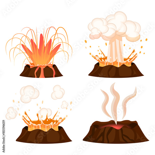 Volcanic Eruption Stages Illustrations Collection